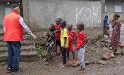 Wayne with village kids, Djibouti